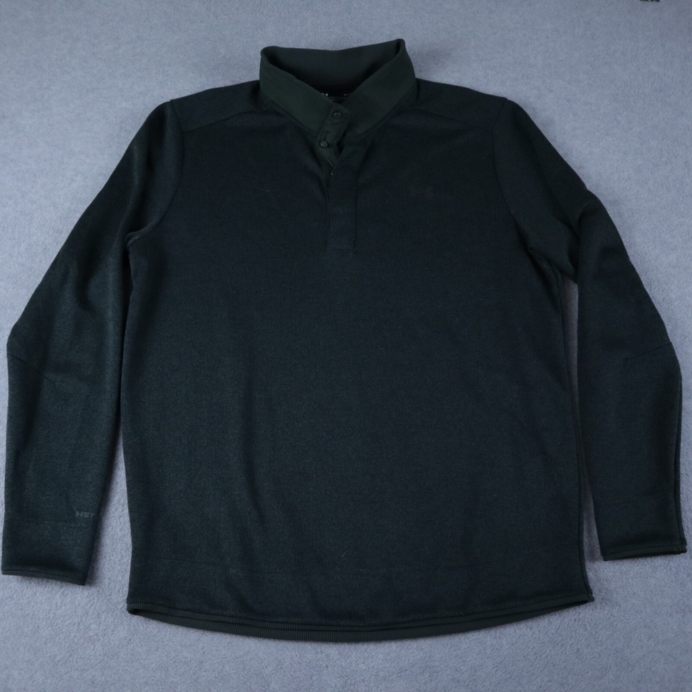 Under Armour‎ Golf Shirt Mens XL ColdGear 1/4 Button Pullover Mock Neck Green